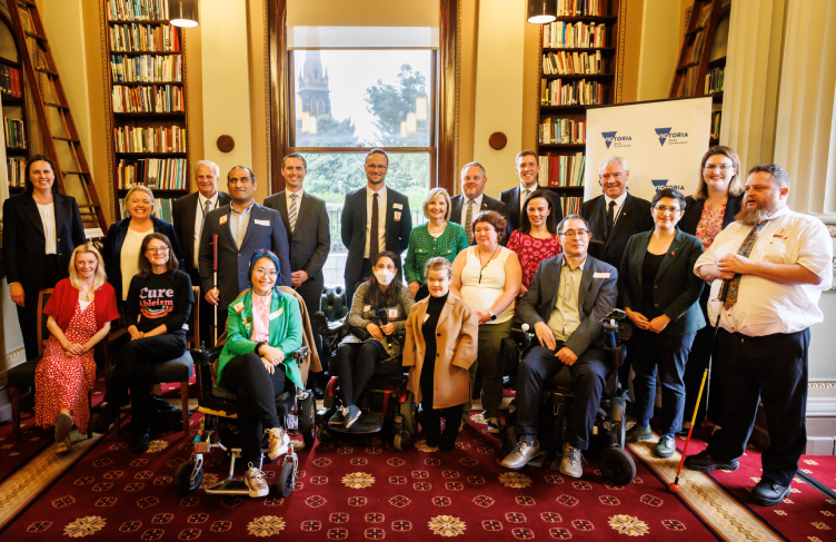 Group photo of Victorian Disability Advisory Council members and selected Victorian MPs.