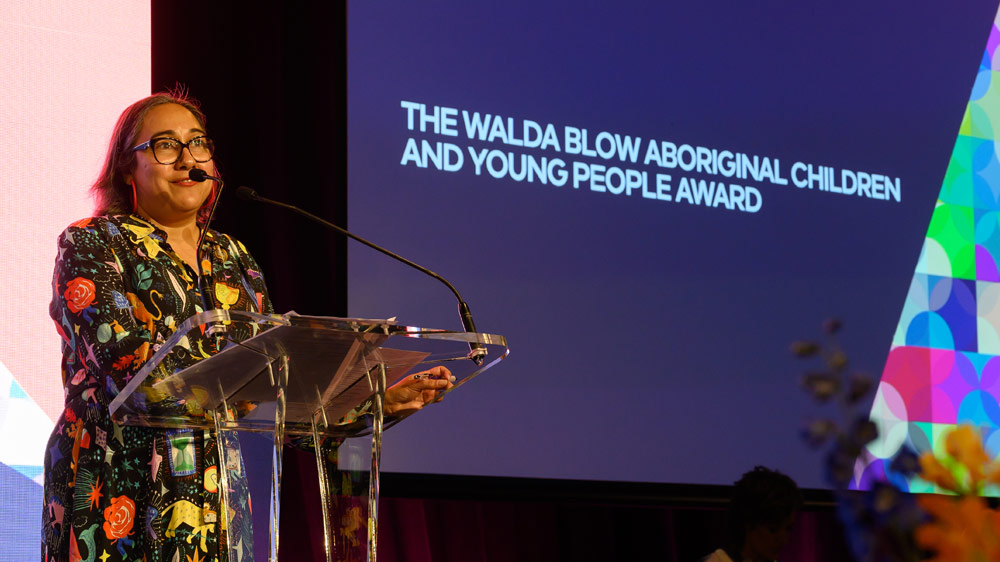 Commissioner for Aboriginal Children and Young People announcing the Walda Blow Aboriginal Children and Young People Award