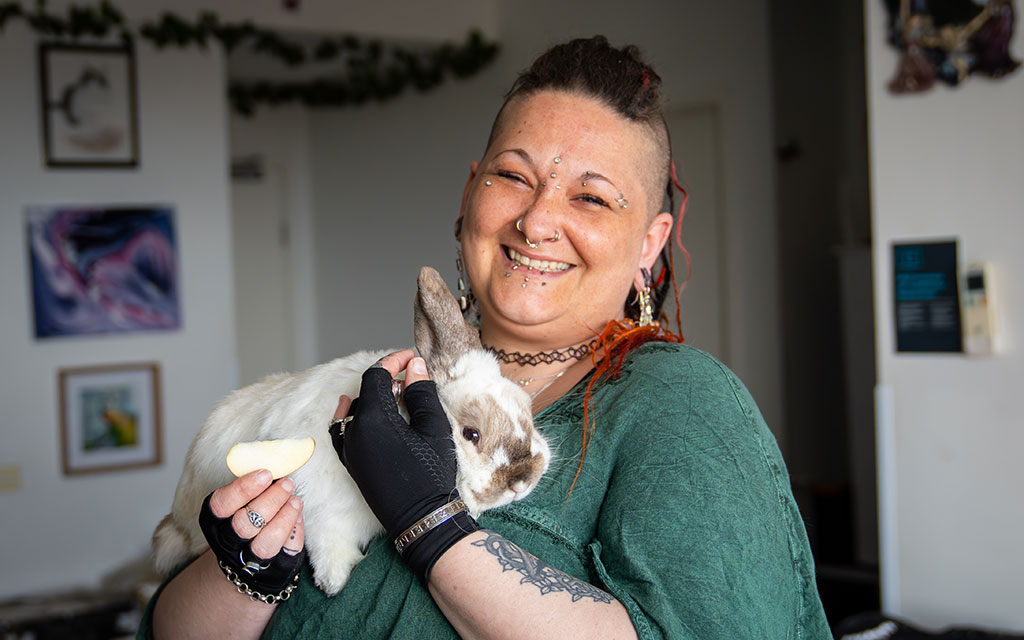 Alannah and Bjorn the rabbit